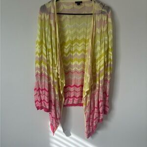 Ann Taylor Chevron Cardigan in Pink and Yellow